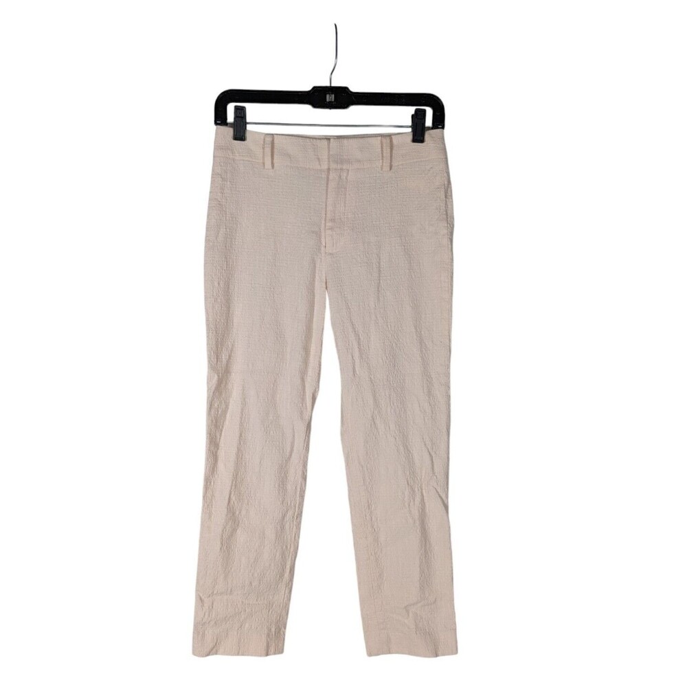 Club Monaco Pants 0 Womens Slim Fit Straight Pale Pink Crepe Cropped Trousers